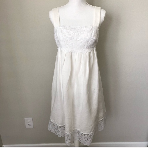 Maggy London Dresses & Skirts - Maggy London White 100% Linen Lace Sun Dress